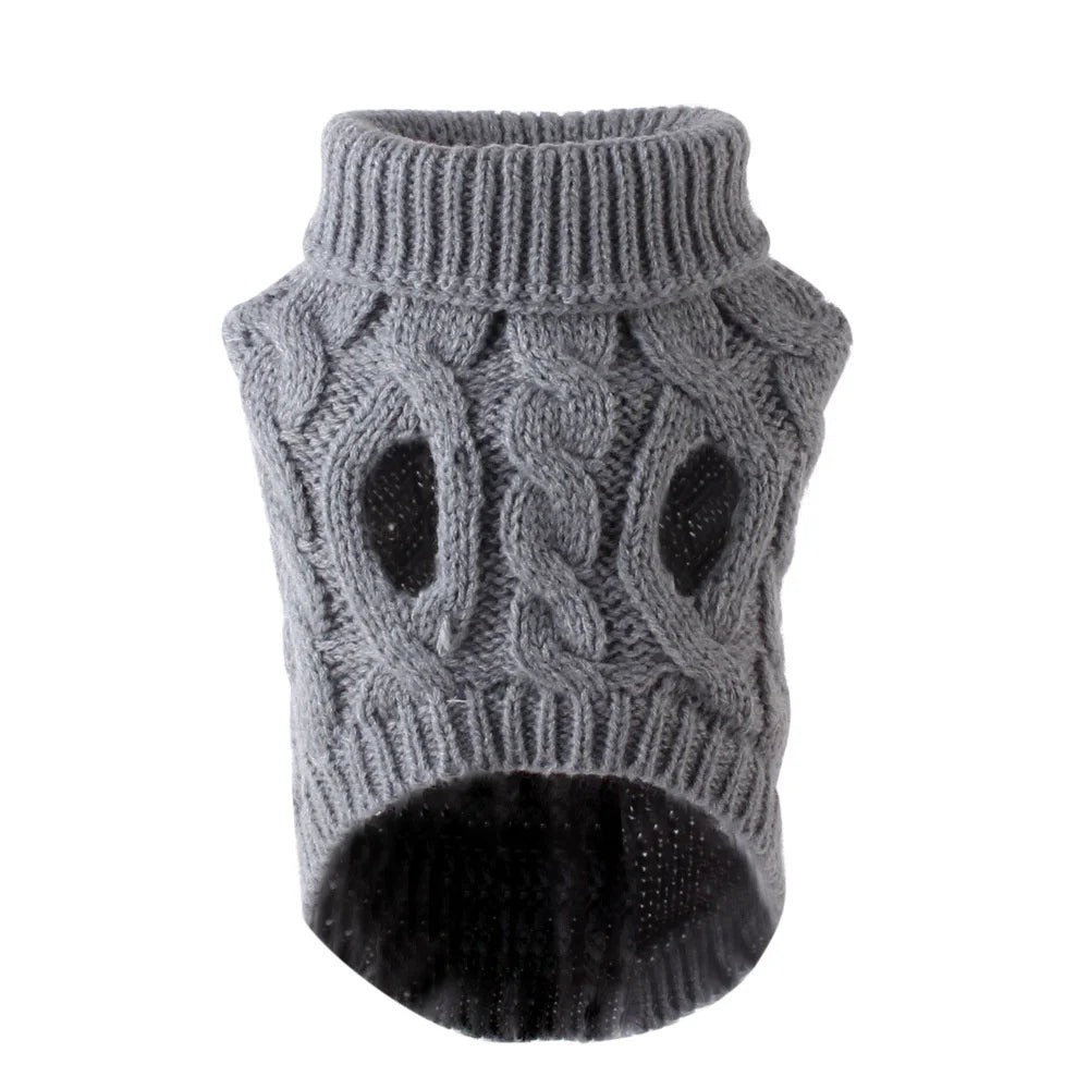 Warm Knit Dog Sweater for Small Dogs – Solid Color Pullover (XS–XXL)