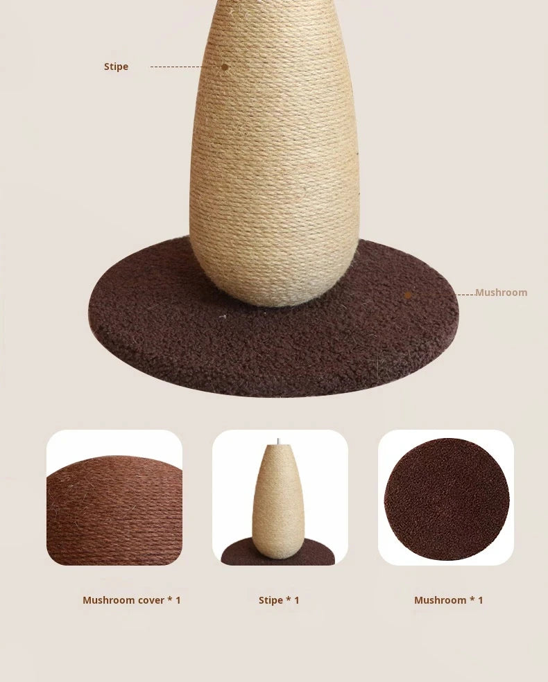 Mushroom Sisal Cat Scratching Post & Board – Vertical Scratch Pad, Durable Non-Shed Cat Scratcher
