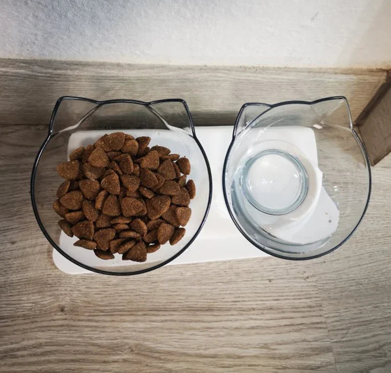 Detachable Food & Water Bowl Set for Cats & Small Dogs