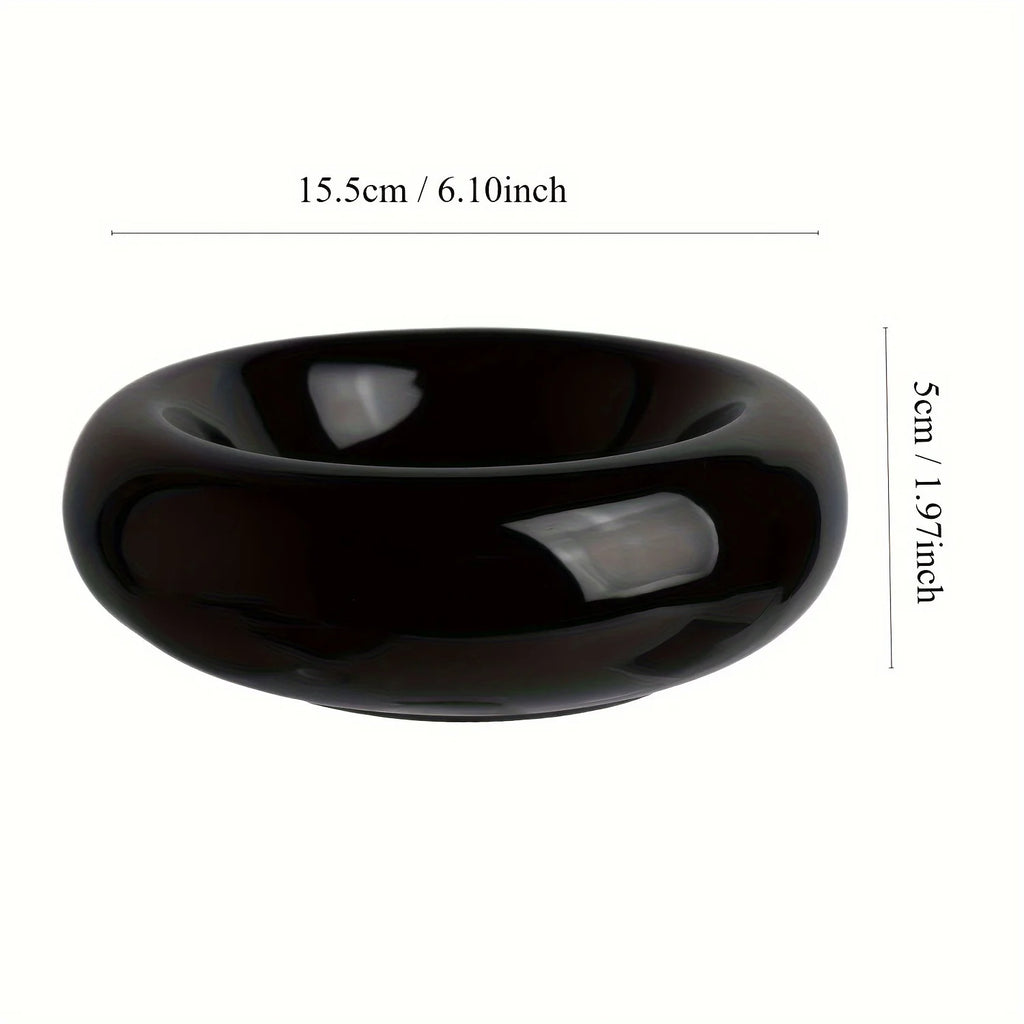 Donut-Shape Ceramic Cat Bowl