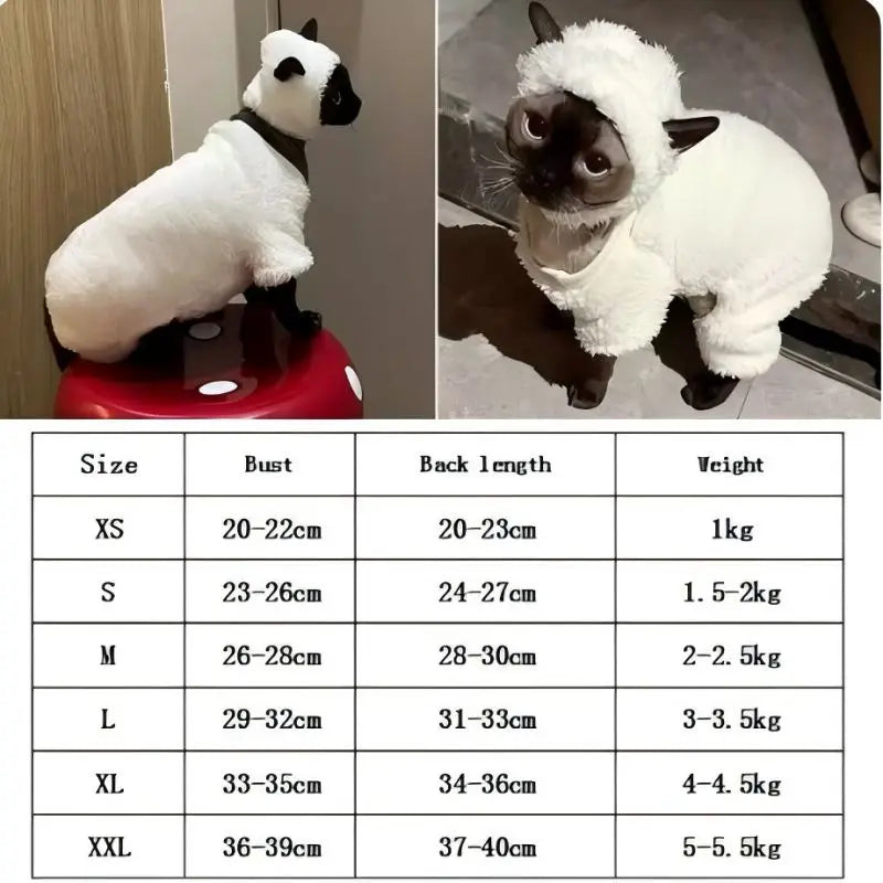 Luxe Polar Fleece Sphynx Cat Jumpsuit