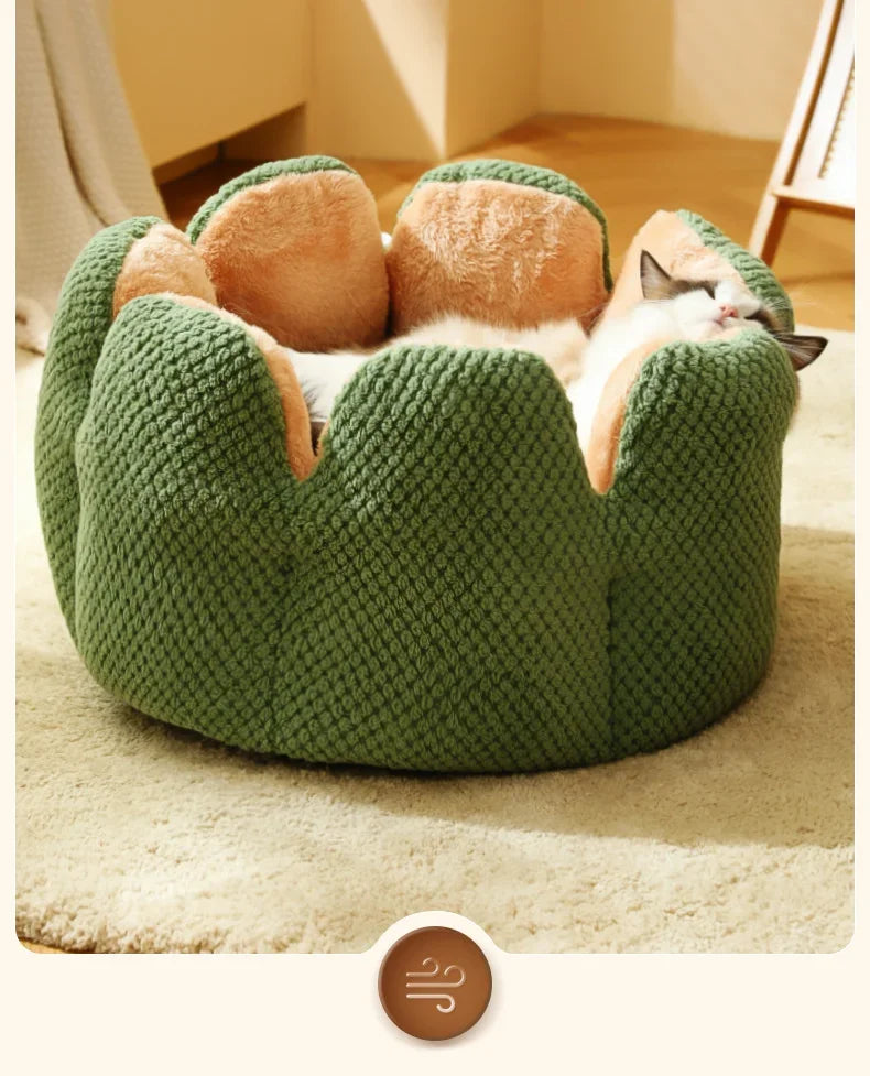 Cactus Flower Cat Bed (Plush Pet Nest for Cozy Naps) 🌵🌸🐱