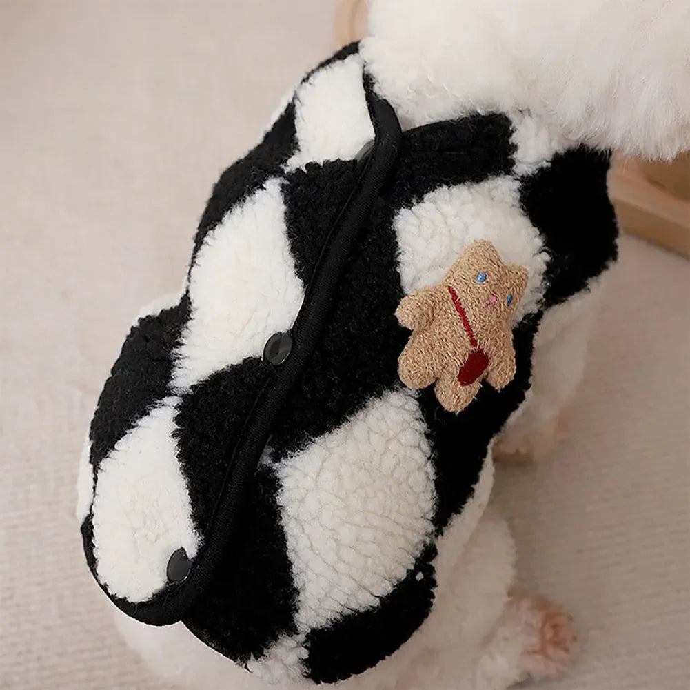 Cozy Plaid Teddy Fleece Vest (Warm Winter Coat for Small Dogs & Cats) 🧸❄️