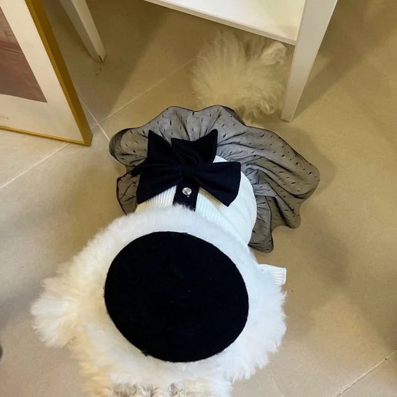 Elegant Black & White Lace Pet Dress🤍🎀🖤