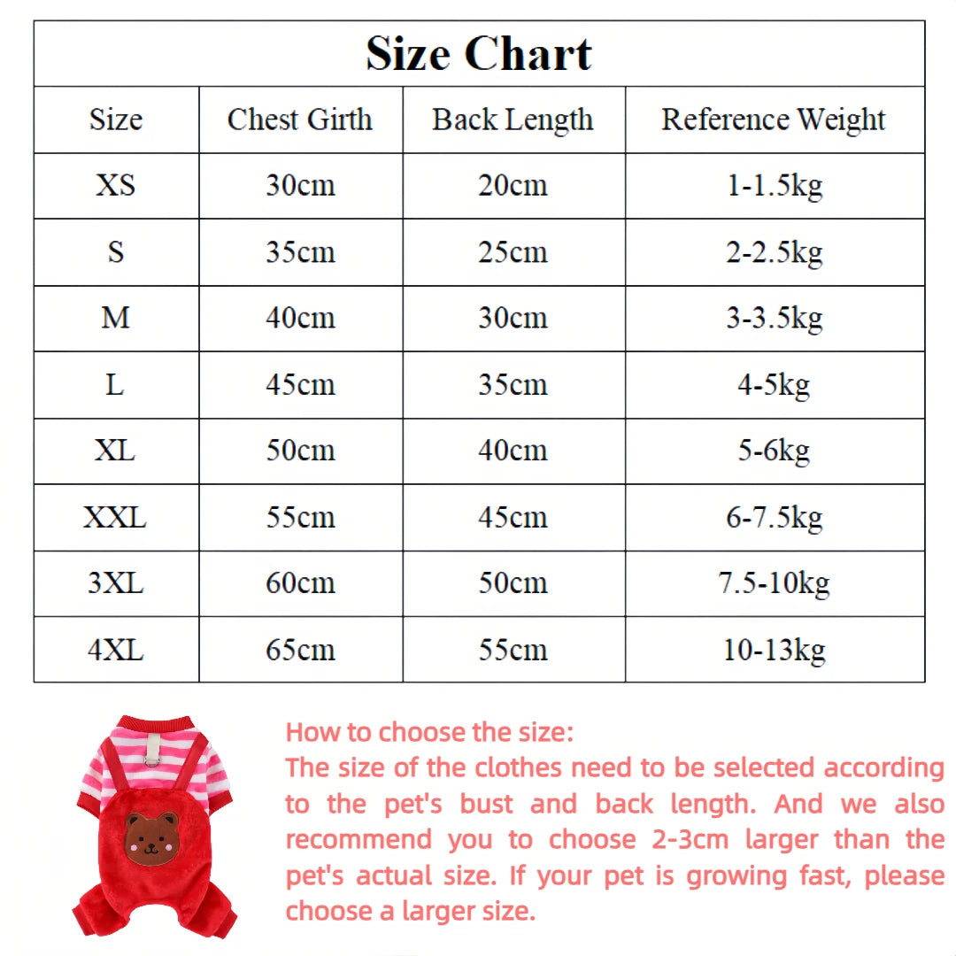 Cozy Bear Stripe Pet Jumpsuit