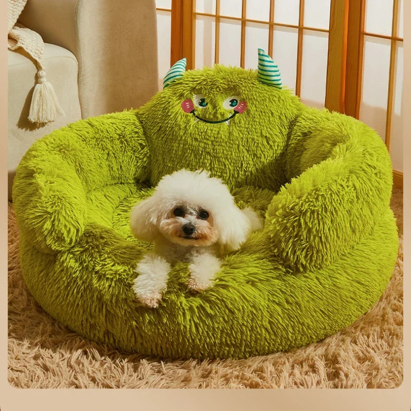 Green Monster Plush Pet Bed (Warm Washable Nest for Dogs & Cats) 👾💚