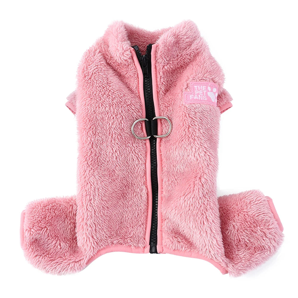 Winter Warm Fleece Dog & Cat Jumpsuit (Zipper + D-Ring)