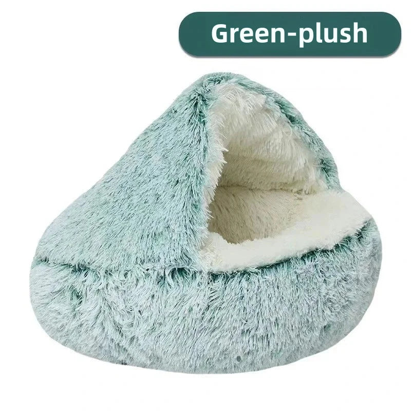 Plush Shell Haven Bed – Warm Semi-Enclosed Nest for Cats & Small Pets