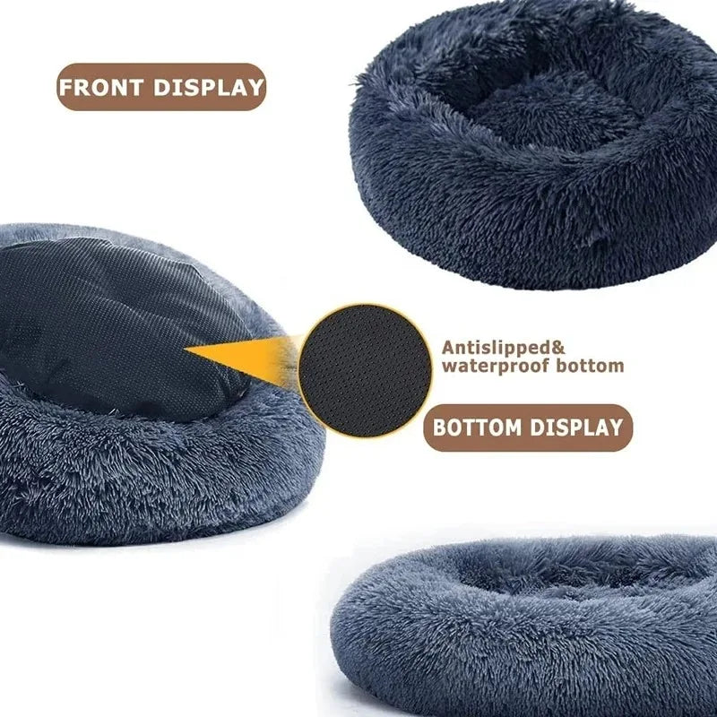 Ultra-Soft Calming Plush Pet Bed – Round, Washable Comfort Bed for Cats & Dogs
