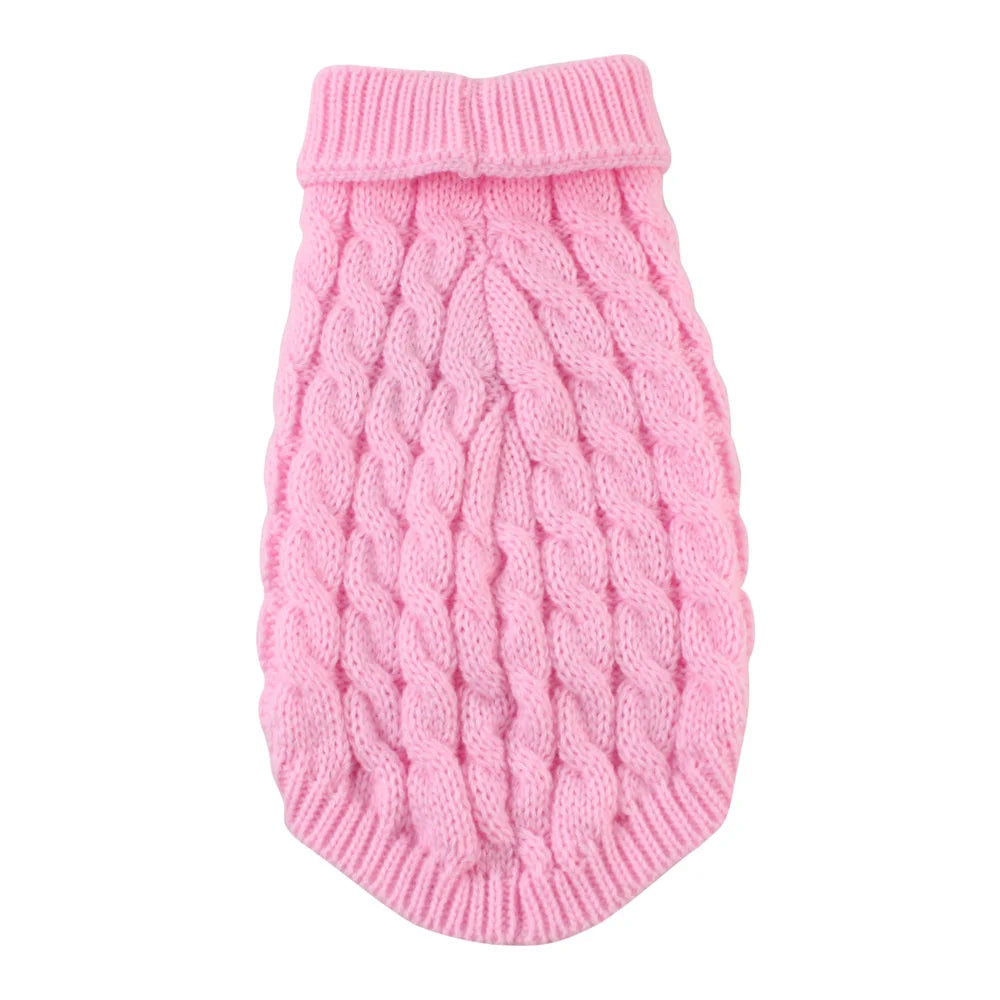 Warm Knit Dog Sweater for Small Dogs – Solid Color Pullover (XS–XXL)