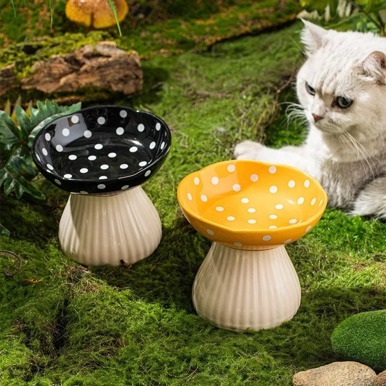 Mushroom-Shaped Elevated Cat Bowl