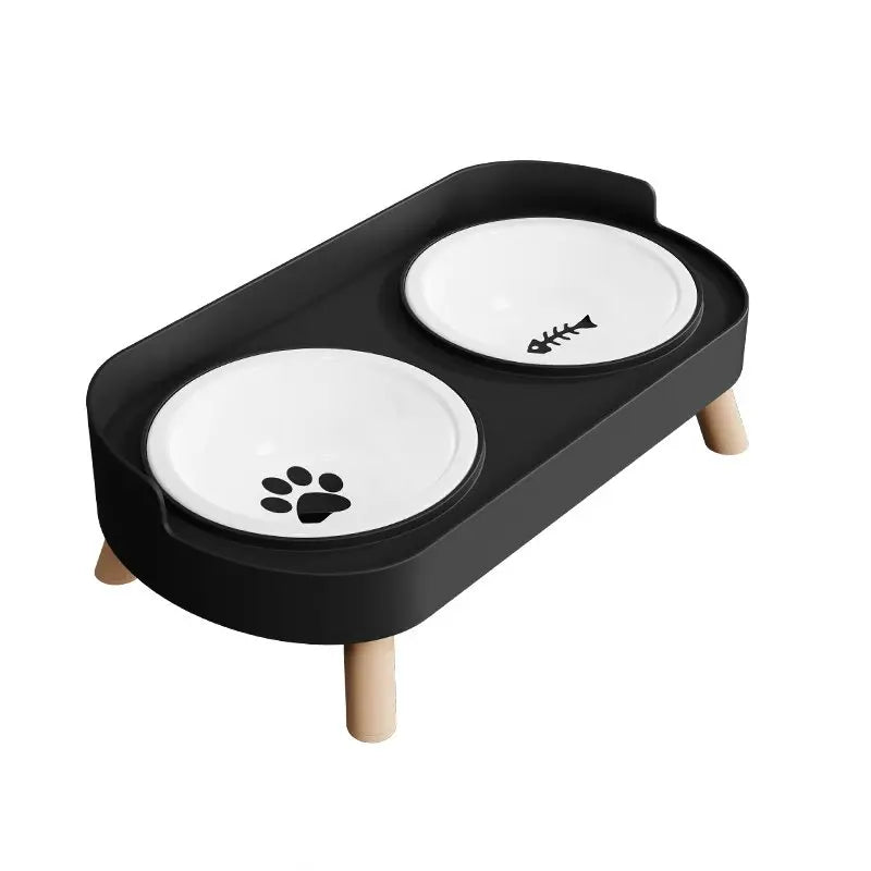 Colorful Elevated Double Pet Bowl with Stainless Steel Inserts
