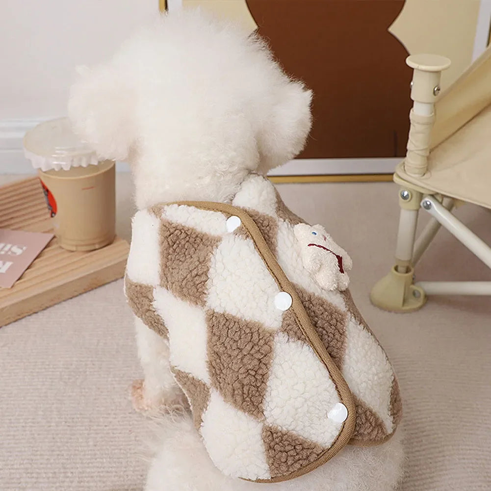 Cozy Plaid Teddy Fleece Vest (Warm Winter Coat for Small Dogs & Cats) 🧸❄️