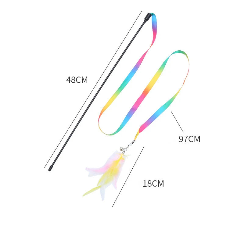 Silk Ribbon Feather Teaser Wand