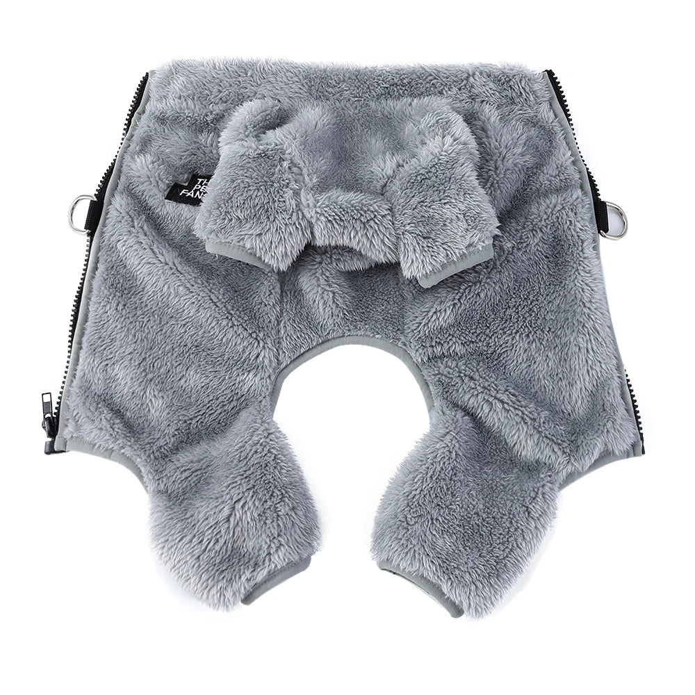 Winter Warm Fleece Dog & Cat Jumpsuit (Zipper + D-Ring)