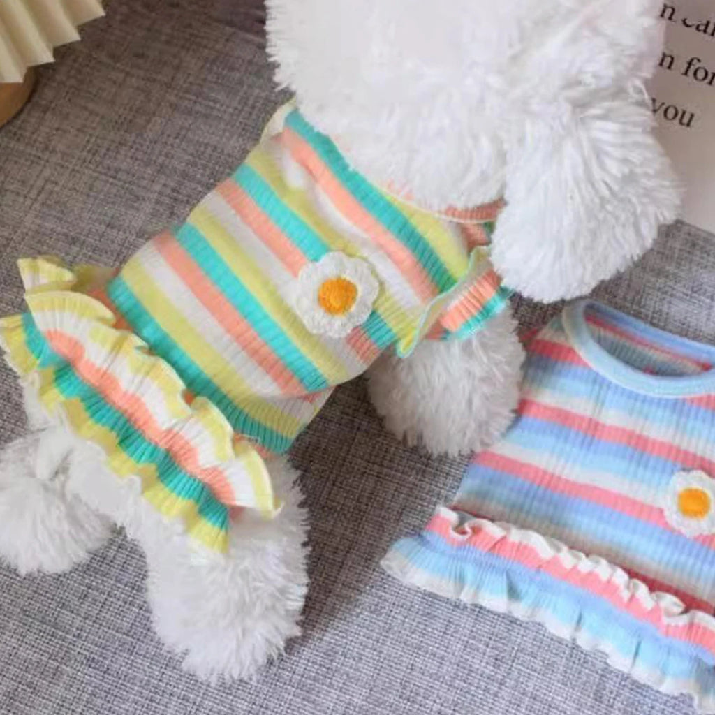 Rainbow Flower Summer Pet Dress Vest (Small Dogs & Cats) 🌈🌼