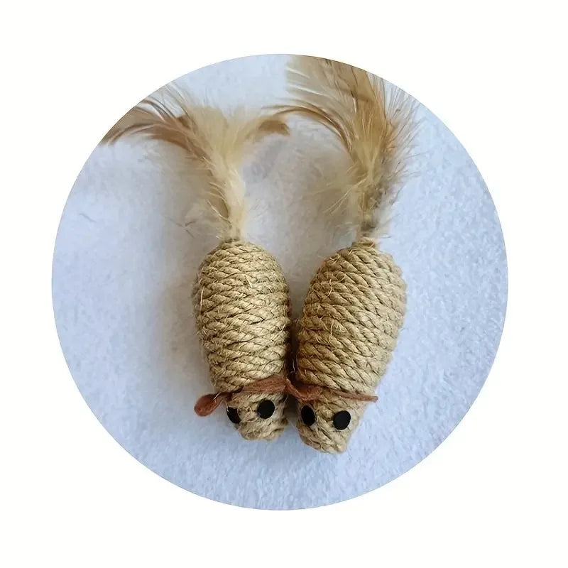 🐭Sisal Mouse Cat Toys (1–4pcs Set)
