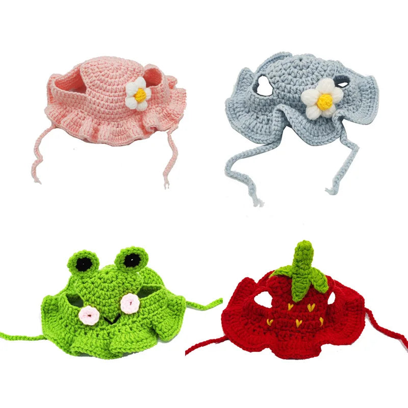 Cute Knit Cat & Dog Photo Hat (S/M)