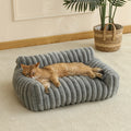 EMORELA Striped Cat Sofa Bed – Breathable Cozy Lounger for Indoor Cats, Soft Raised-Sides Pet Bed for All Seasons (Small–Medium Cats)