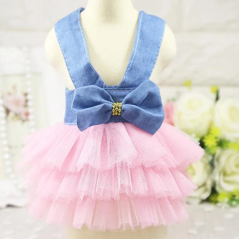 Denim & Tulle Bow Pet Dress (Spring/Summer) 🎀👗