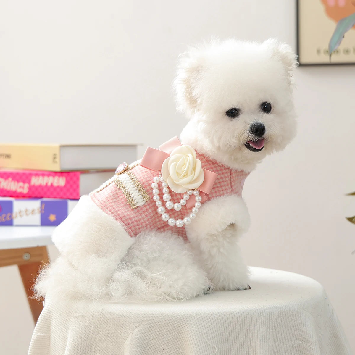 Pink Pearl Velvet Dog Vest
