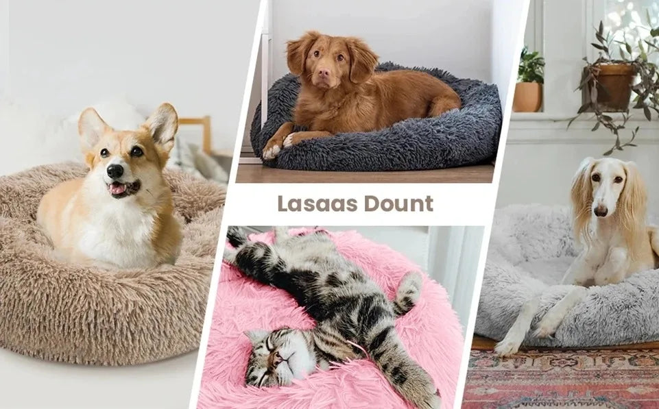 Ultra-Soft Calming Plush Pet Bed – Round, Washable Comfort Bed for Cats & Dogs
