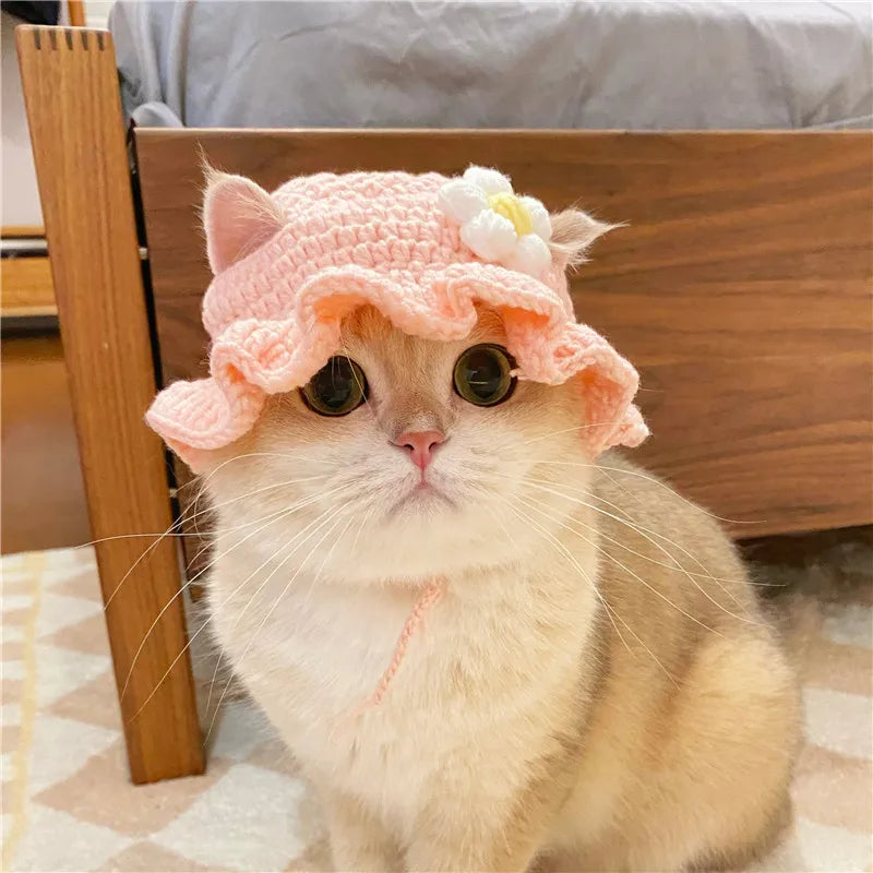 Cute Knit Cat & Dog Photo Hat (S/M)