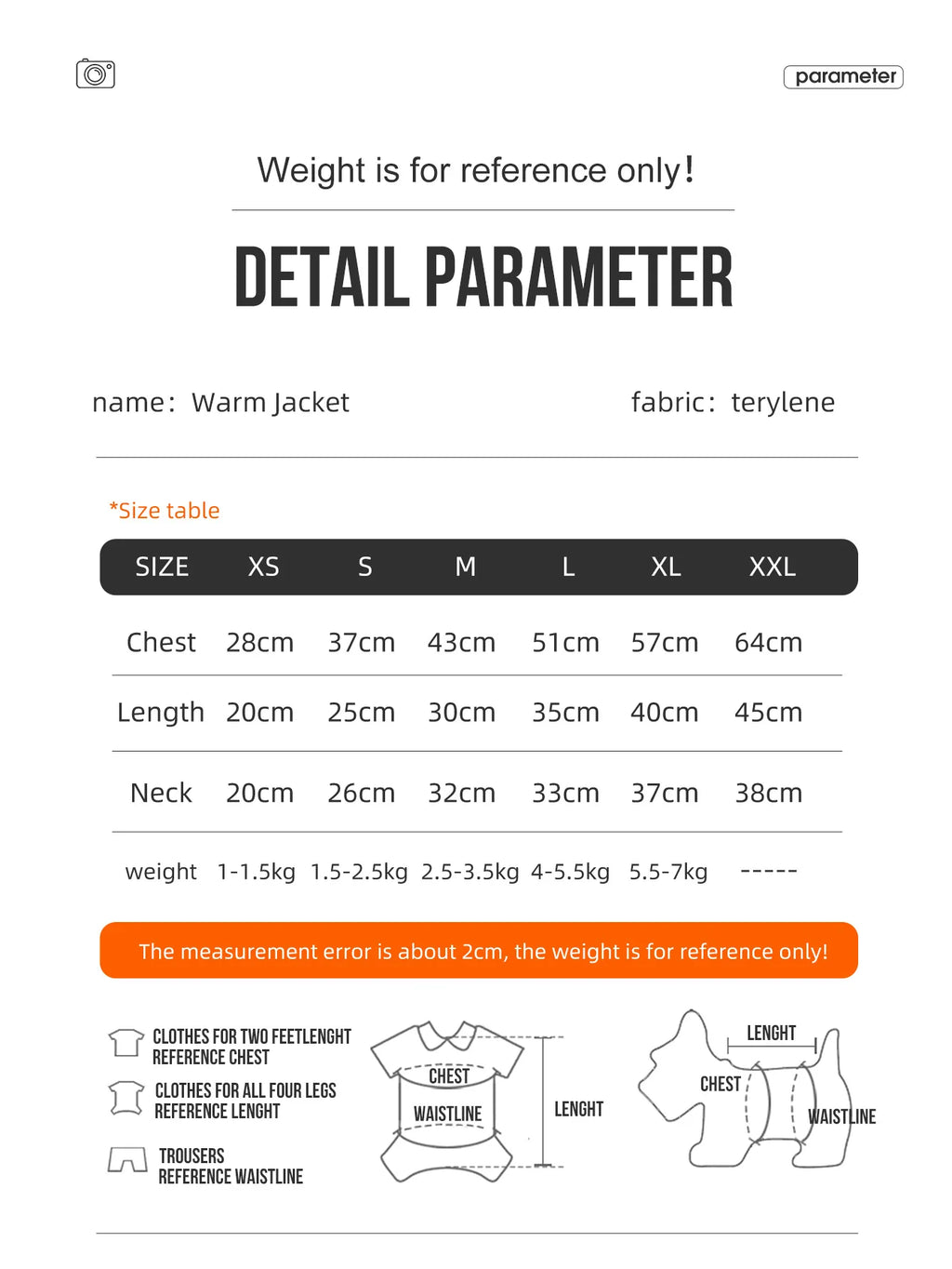 Winter Dog Jacket Warm Coat