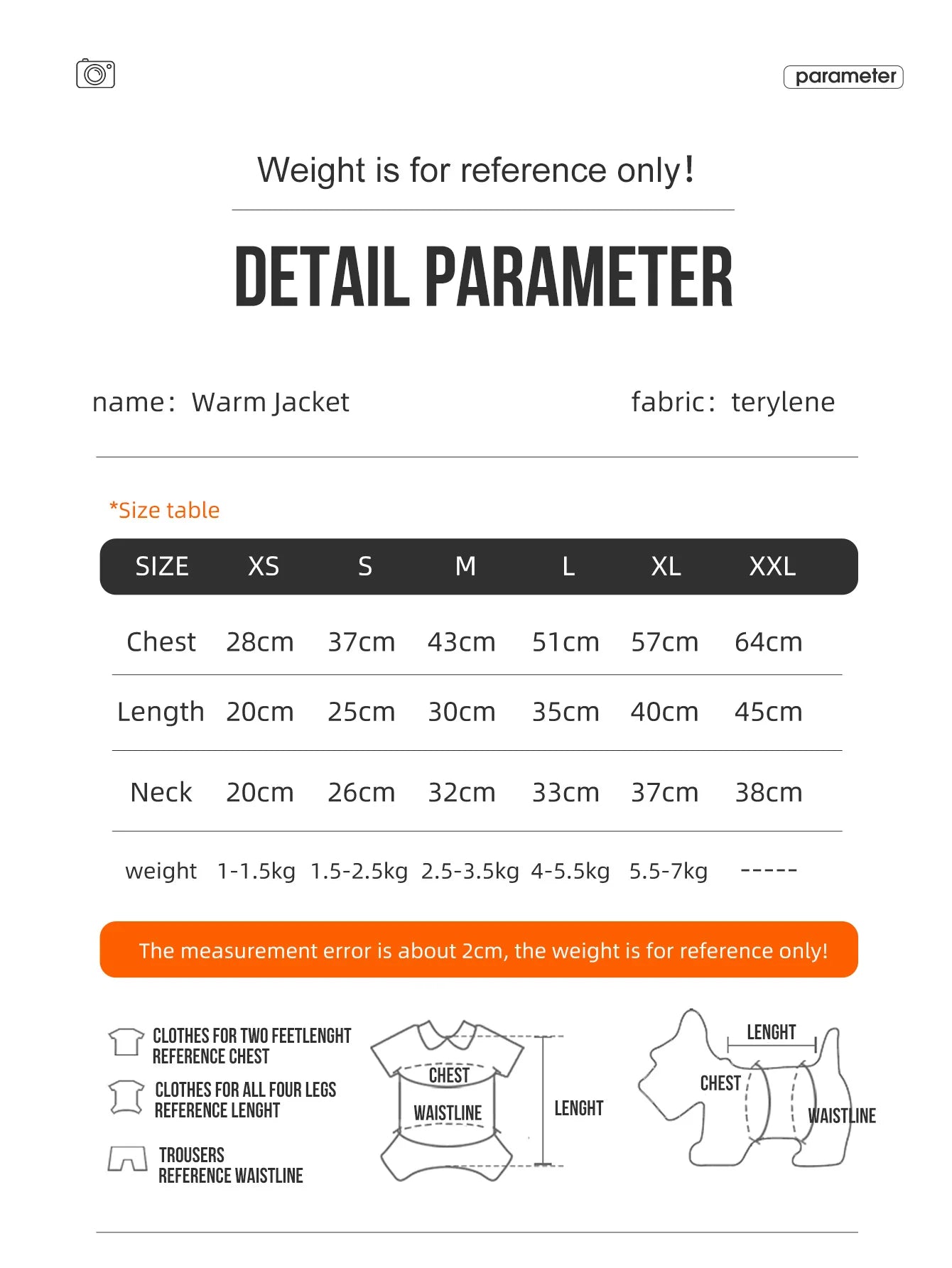 Winter Dog Jacket Warm Coat