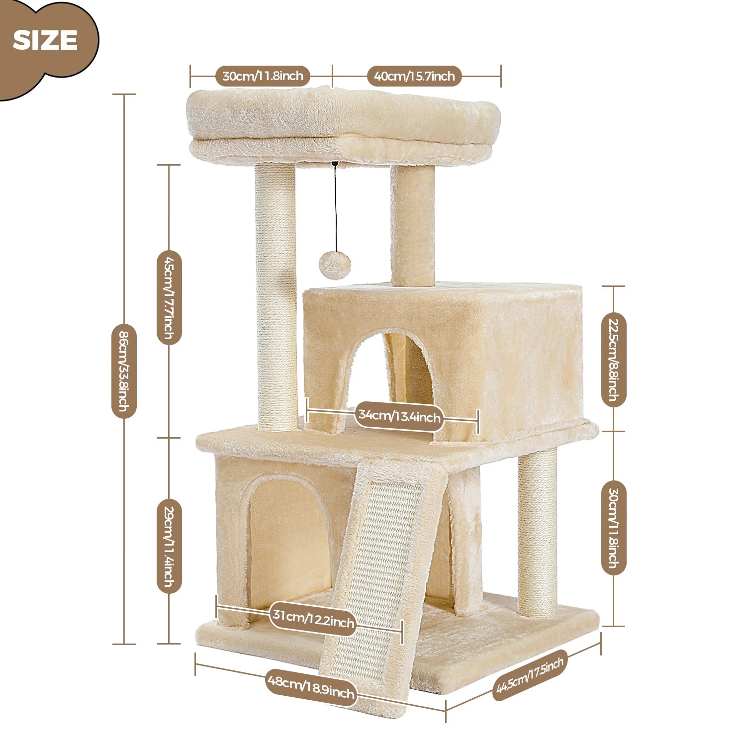 All-in-One Cozy Climbing & Resting Tower for Indoor Cats