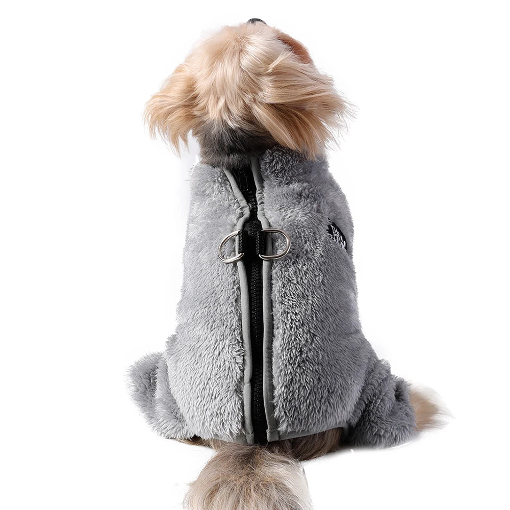 Winter Warm Fleece Dog & Cat Jumpsuit (Zipper + D-Ring)