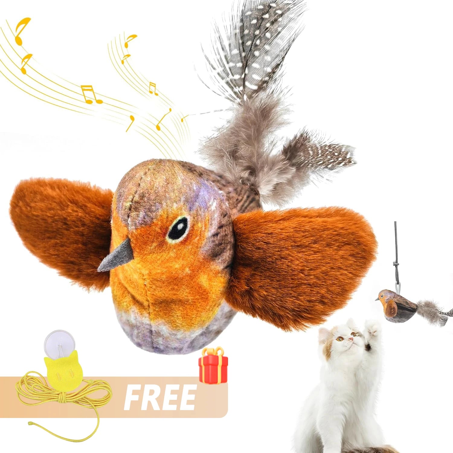 Chirpy Bird Interactive Cat Toy (Touch-Activated)