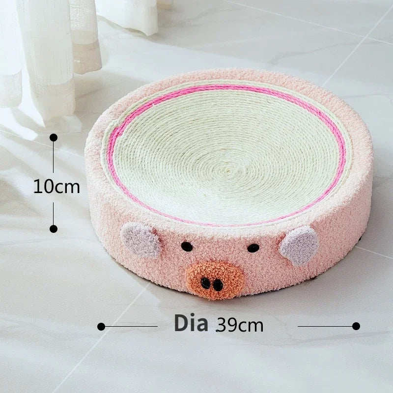 Round Cat Scratcher Bed – Sisal Weave Scratching Pad with Pine Wood Base (39cm)
