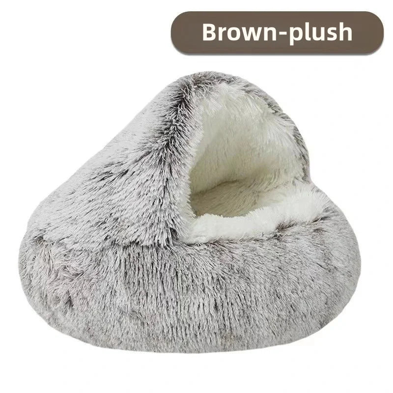 Plush Shell Haven Bed – Warm Semi-Enclosed Nest for Cats & Small Pets