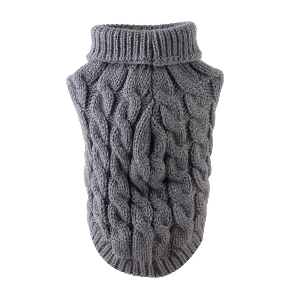 Warm Knit Dog Sweater for Small Dogs – Solid Color Pullover (XS–XXL)