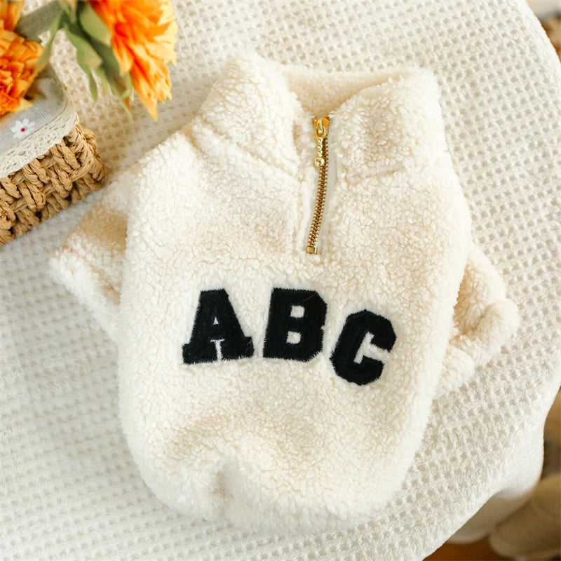 ABC Teddy Fleece Pet Pullover (Warm Half-Zip Sweater for Small Dogs & Cats) 🧸✨