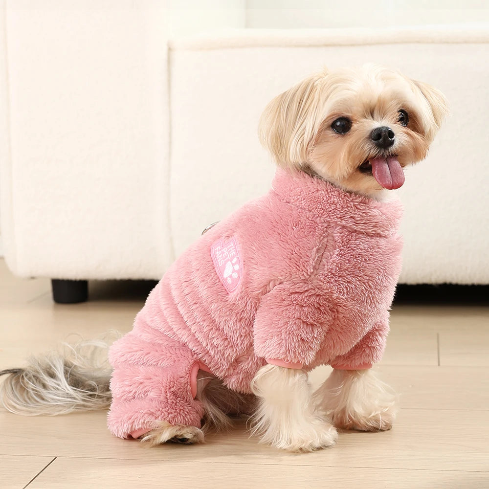 Winter Warm Fleece Dog & Cat Jumpsuit (Zipper + D-Ring)