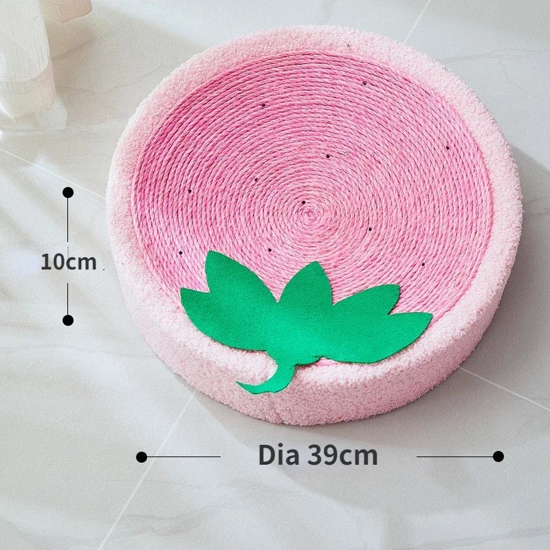 Round Cat Scratcher Bed – Sisal Weave Scratching Pad with Pine Wood Base (39cm)