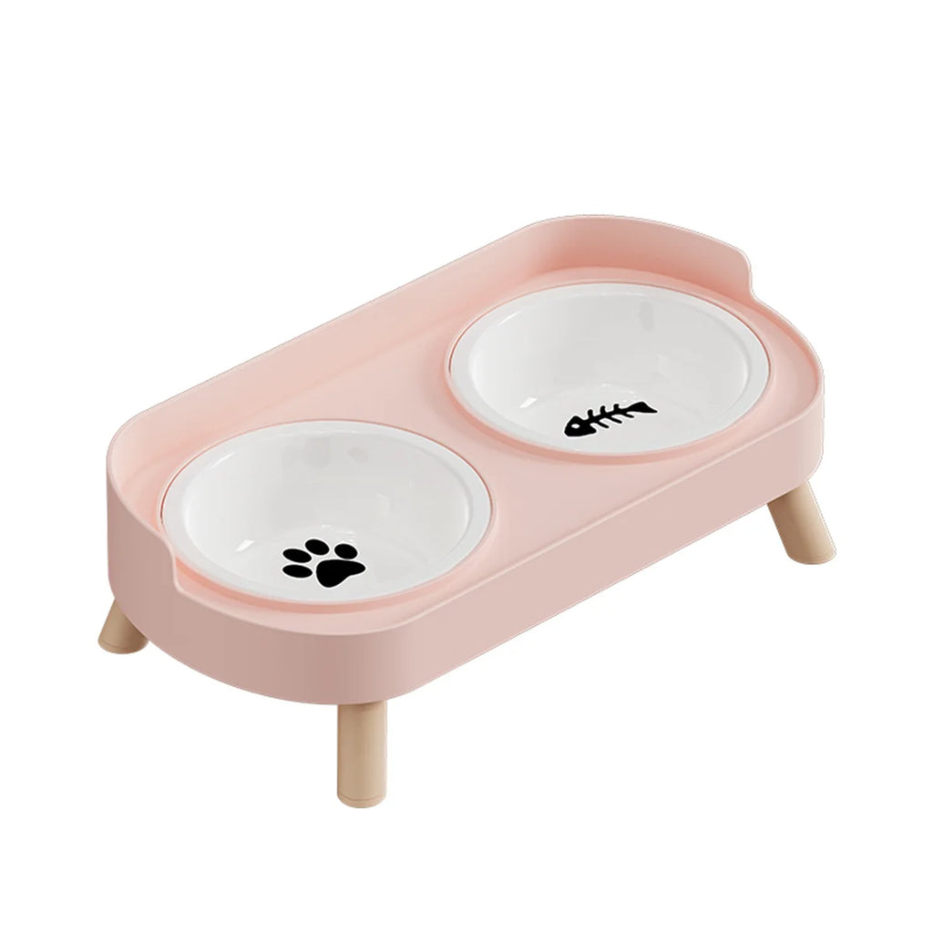 Colorful Elevated Double Pet Bowl with Stainless Steel Inserts