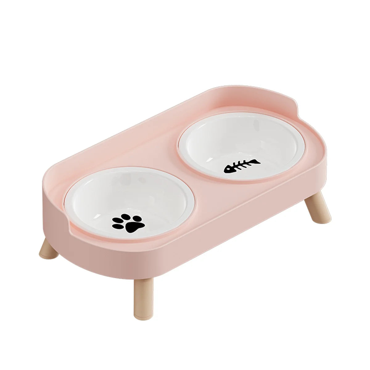 Colorful Elevated Double Pet Bowl with Stainless Steel Inserts