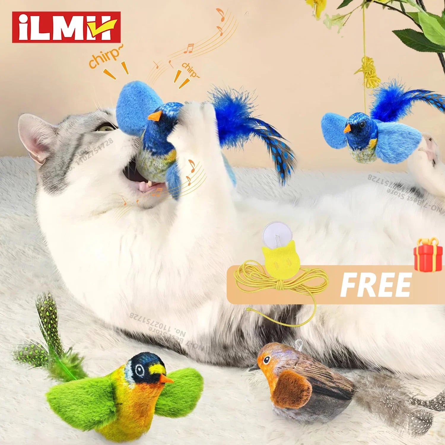 Chirpy Bird Interactive Cat Toy (Touch-Activated)