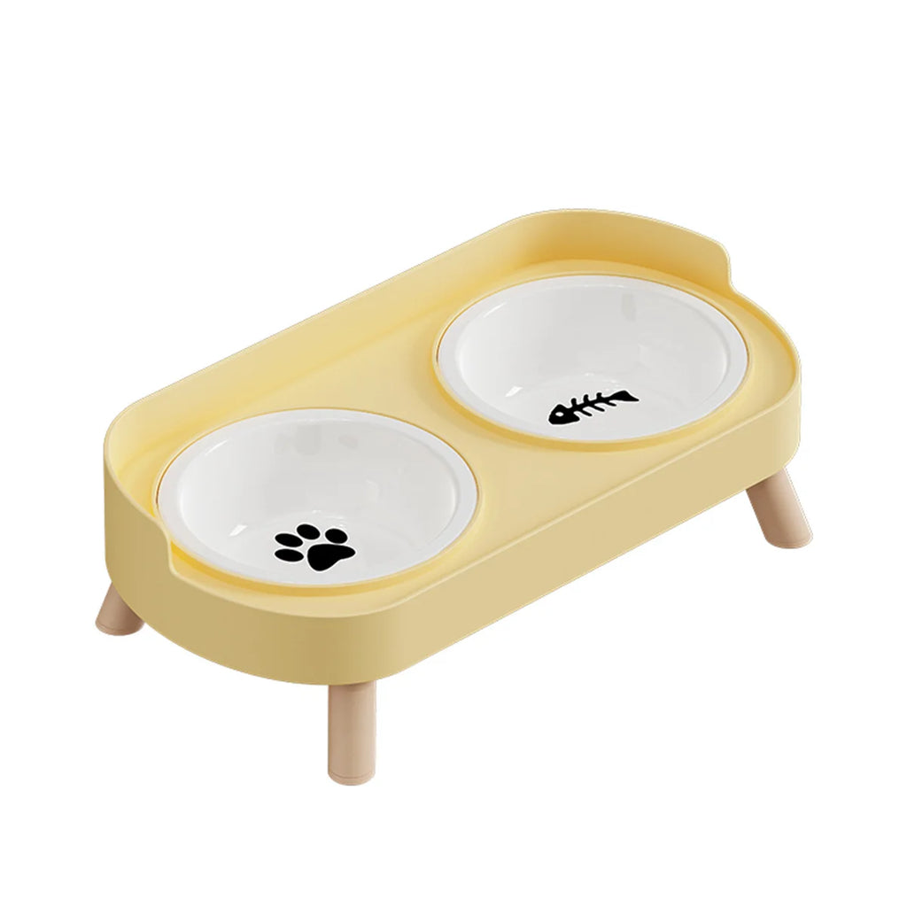 Colorful Elevated Double Pet Bowl with Stainless Steel Inserts