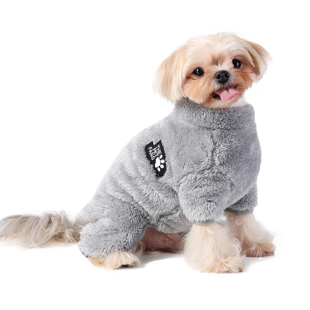 Winter Warm Fleece Dog & Cat Jumpsuit (Zipper + D-Ring)