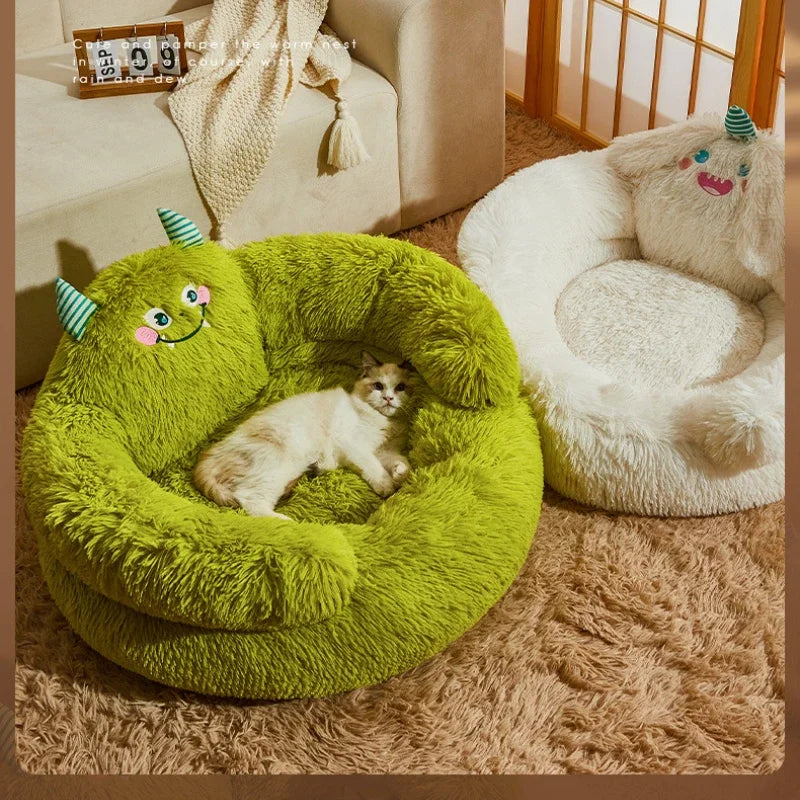 Green Monster Plush Pet Bed (Warm Washable Nest for Dogs & Cats) 👾💚