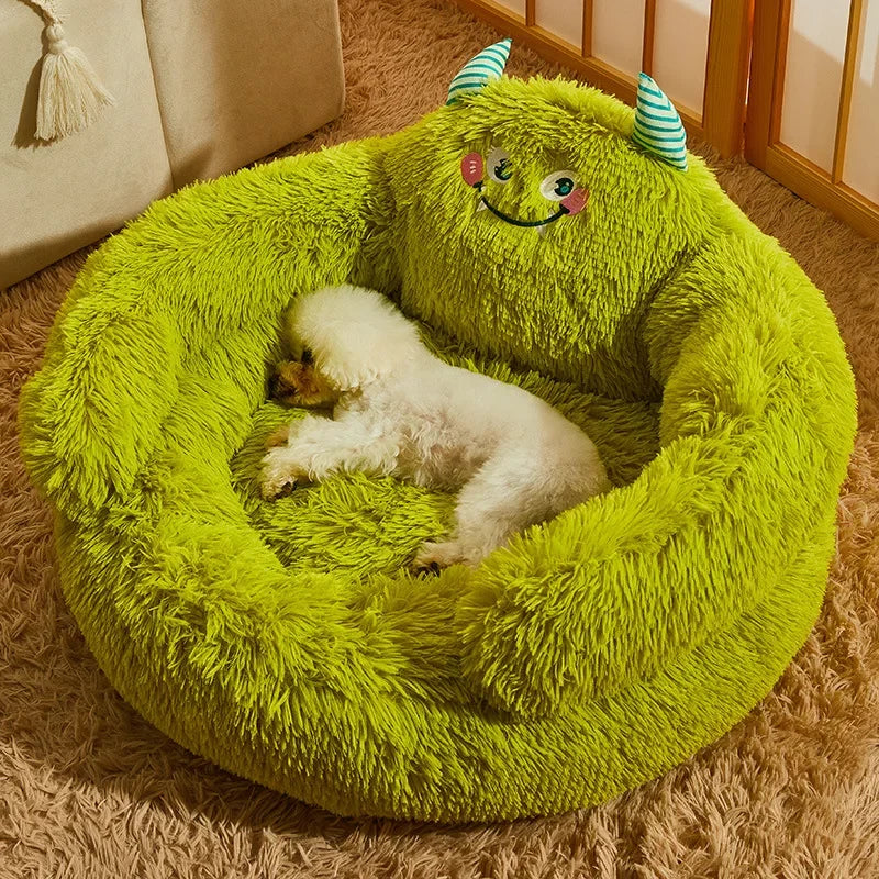 Green Monster Plush Pet Bed (Warm Washable Nest for Dogs & Cats) 👾💚