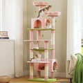 81" Tall Flower Cat Tree Tower – 2 Condos, 2 Perches & Large Hammock (Pink)