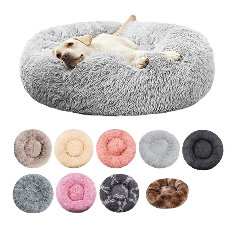 Ultra-Soft Calming Plush Pet Bed – Round, Washable Comfort Bed for Cats & Dogs