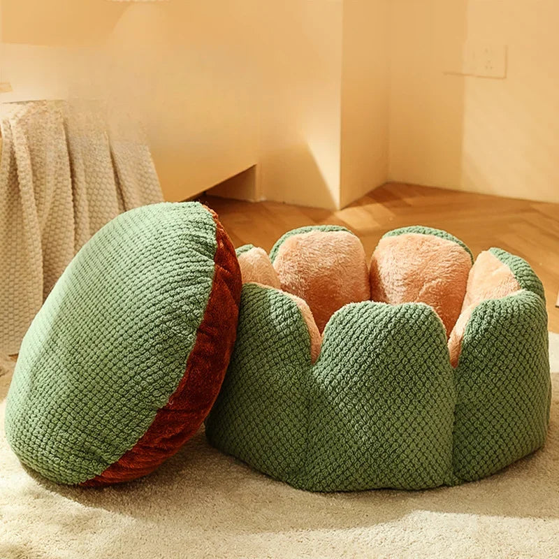 Cactus Flower Cat Bed (Plush Pet Nest for Cozy Naps) 🌵🌸🐱