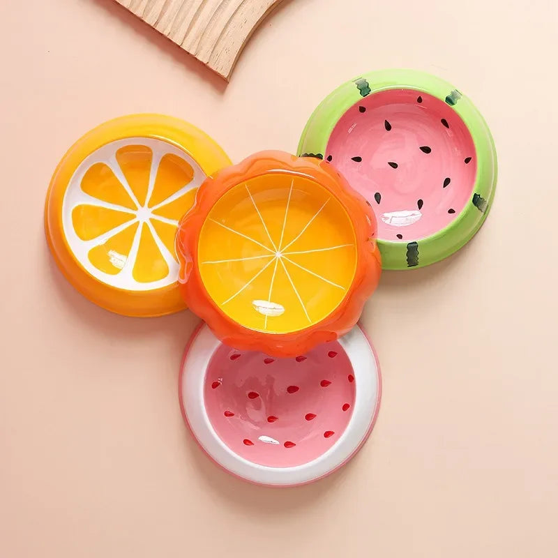 Fruit-Inspired Ceramic Cat Bowl