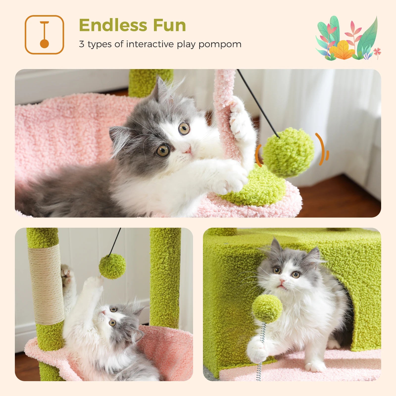 Compact 4-in-1 Climbing & Rest Tower for Indoor Cats